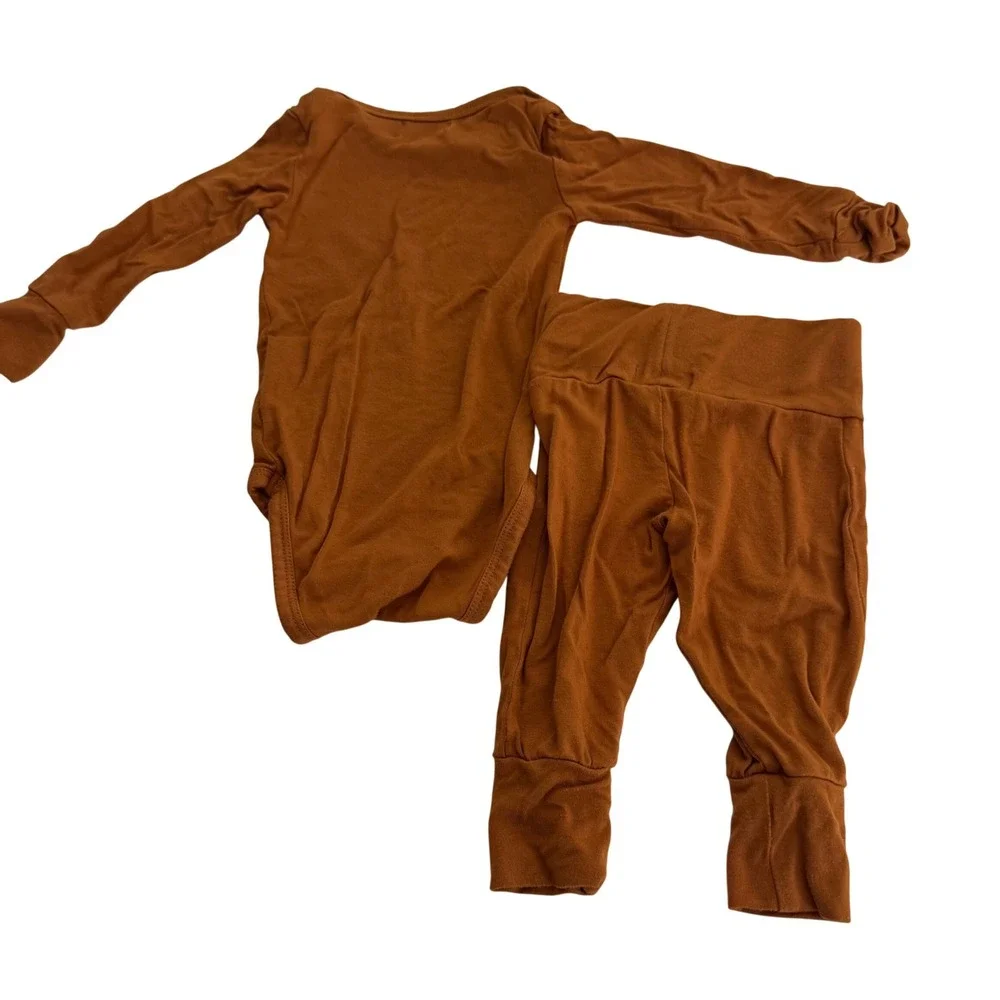 Rowan & Co Baby Bodysuit Pants Jogger Set Rust Copper Bamboo‎ Blend Outfit 3 6M